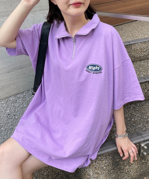 WEGO（ウィゴー） tシャツ 半袖 WEGO/刺繍ロゴハーフジップBIGT