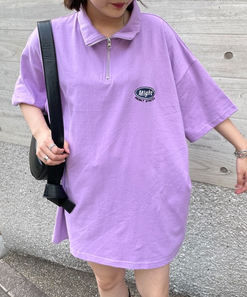 VICOLO 売れ筋商品|||ヴィコロ Tシャツ トップス レディース Tops Purple WEGO tシャツ Tシャツ WEGO/刺繍ロゴハーフジップBIGT