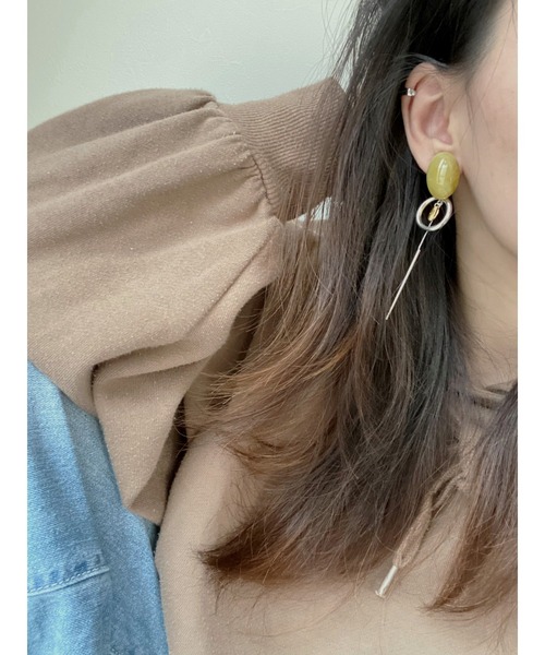TONE ピアス 「Chesara」「2way」ピスタチオグリーン×シルバー