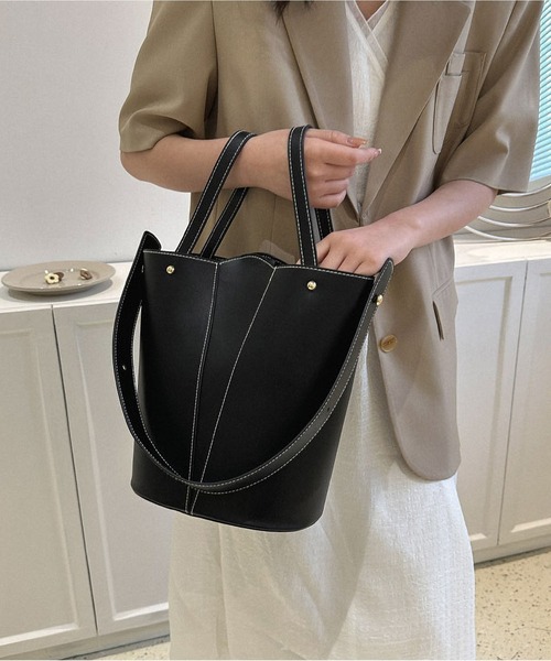 バッグ Hope 2way hand bag black Hope Top Handle Bag Black | White