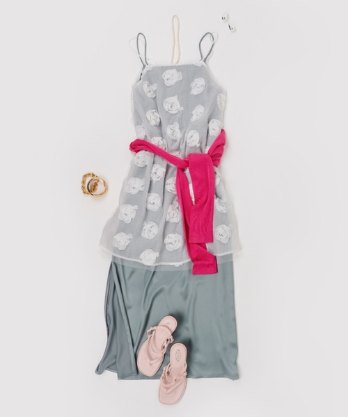 yae ファスナースリットサテンドレス ピンク Fastener slit satin dress/ファスナースリットサテンドレス