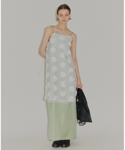 ワンピース Fastener slit satin dress/ファスナースリット