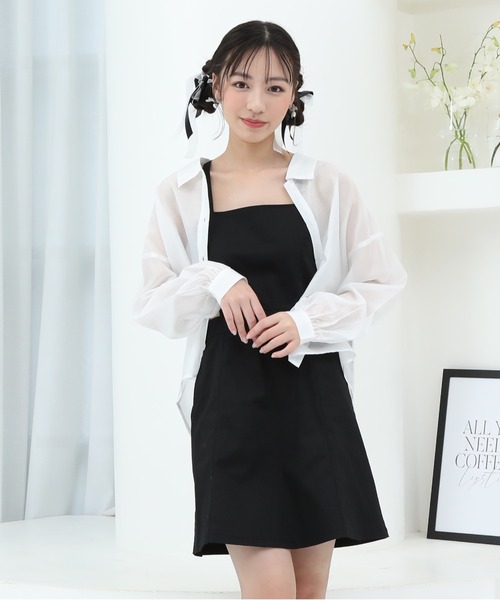 希少⁉︎ ホワイトドット ピンク/ブラック13lbs 未使用 PINKHUNT ブラウス シャツ ピンクハント タンクトップ付きシアー