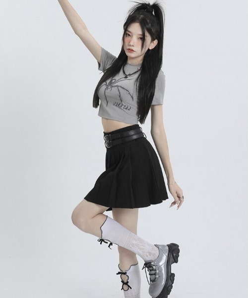 Sibra スカート ベルト付き プリーツミニスカート : ZOZOTOWN