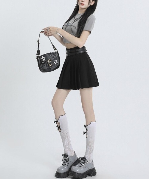 Sibra スカート ベルト付き プリーツミニスカート : ZOZOTOWN