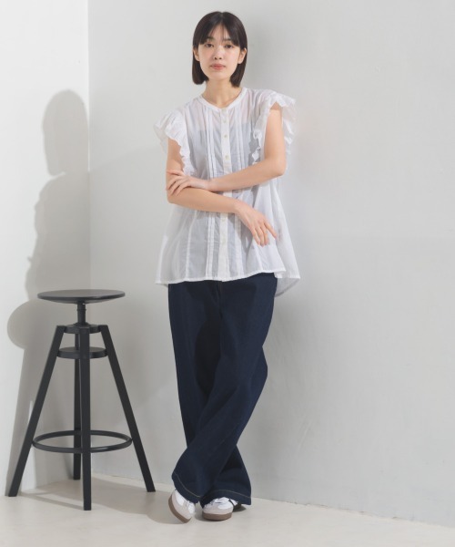 OMNES（ファッション） ブラウス シャツ コットンボイルフリル