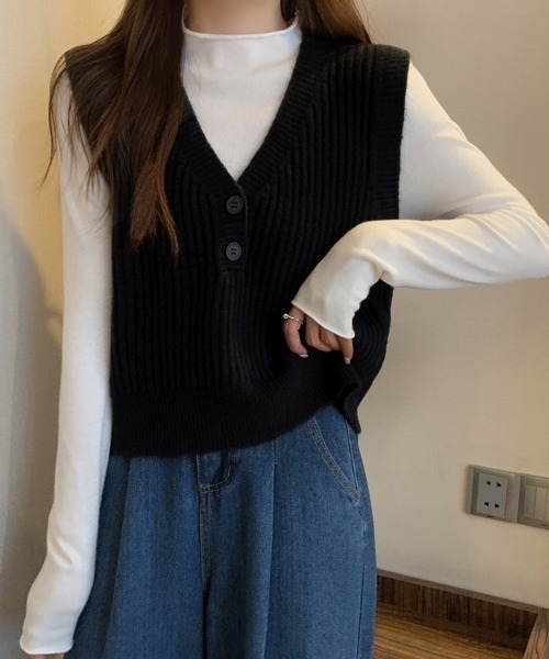 miniministore（ミニミニストア） ベスト ジレ Vネックニットベスト