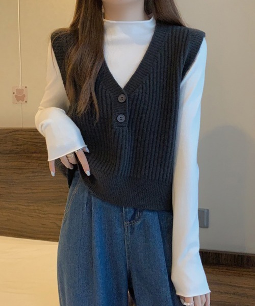 miniministore（ミニミニストア） ベスト ジレ Vネックニットベスト