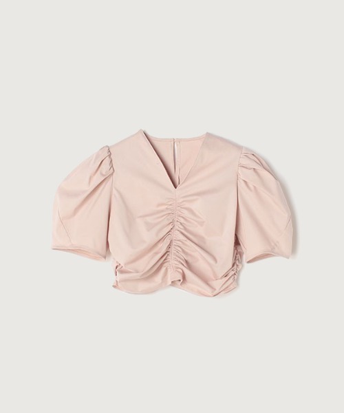 anuans ブラウス シャツ フロントギャザーショートトップス