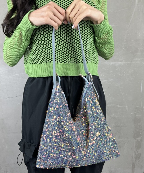 シンクビー パッチワーク スパンコール ラメ ソルティードッグ ハンドバッグ 美品】シンクビー ❤️ソルティードッグ バッグ❤️ マルチカラー