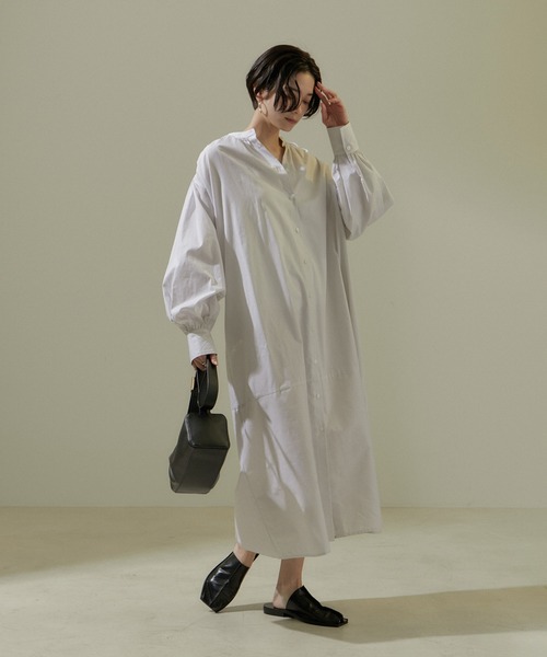 23ss 未使用品 ヒロココシノ ボリュームスリーブシャツワンピース SALON adam et rope' シャツワンピース 「ZOZOTOWN限定