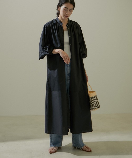 売約済UNIVERSAL TISS ボリュームスリーブ シャツワンピース リネン SALON adam et rope' シャツワンピース 「ZOZOTOWN限定