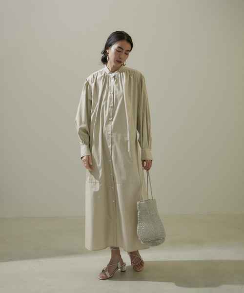 売約済UNIVERSAL TISS ボリュームスリーブ シャツワンピース リネン SALON adam et rope' シャツワンピース 「ZOZOTOWN限定