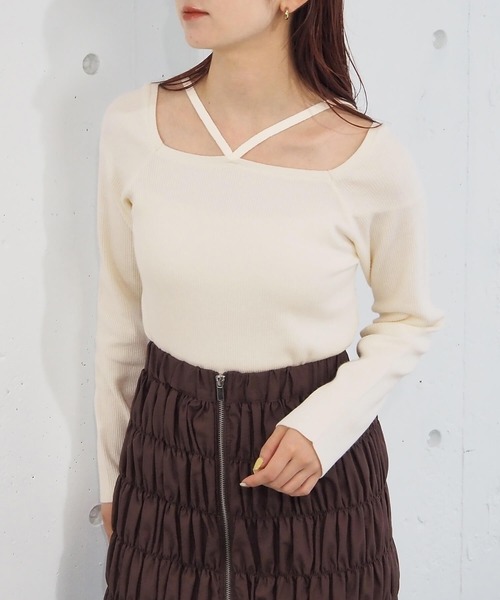 tiptop ニット セーター ホルターネックリブニット レディース
