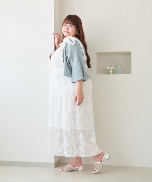DIDDI MODA✨フラワージャガードワンピース　アイボリー　フリーサイズ idem（イデム）の「flower Jacquard onepiece/フラワー