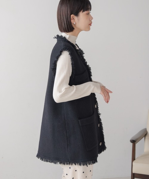 【未使用品】ROSEBUD フリンジベスト SENSE OF PLACE by URBAN RESEARCH ベスト ジレ ミックスカラー