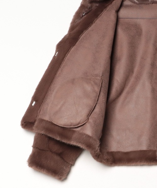 ブラウン フェイクファー ショートジャケット WEGO ブルゾン アウター WEGO/フェイクファーショートジャケット