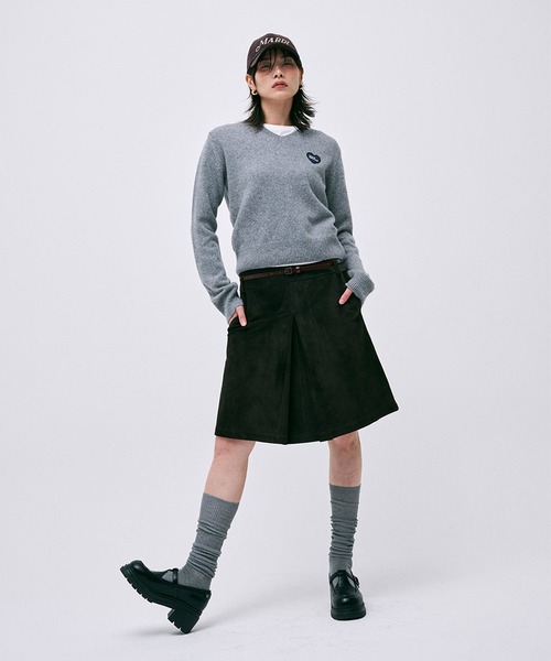 Mardi Mercredi ニット セーター RACCOON BLENDED V NECK HEART