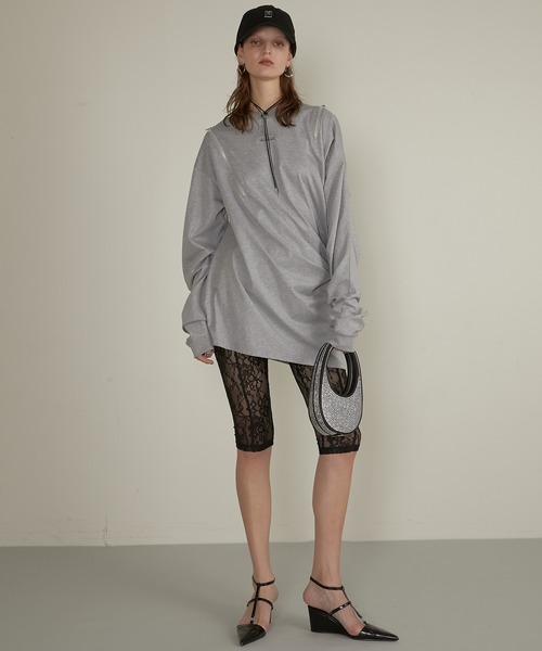 トップス pranc projekt Asymmetric Drape Zip Top Asymmetric Draped Zip Top