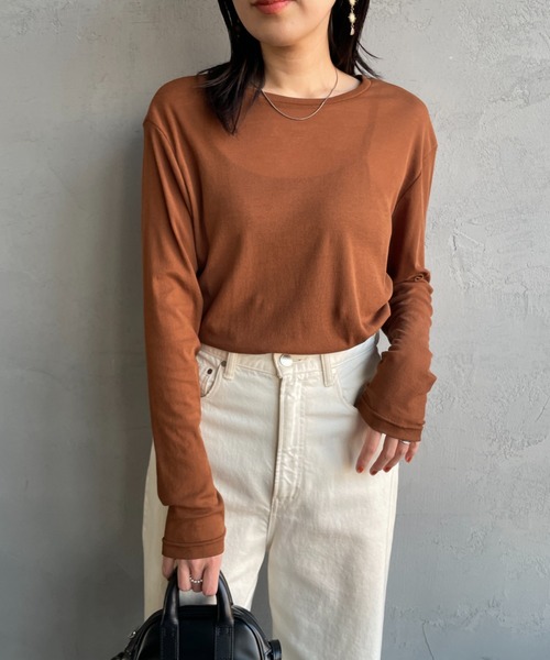 tシャツ 「Jeans Factory Clothes/ジーンズファクトリークローズ」 クルーネック ロングスリーブシアーカットソー レディース