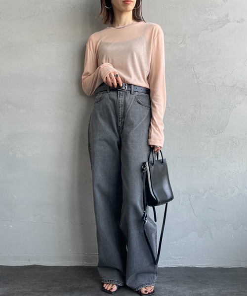 tシャツ 「Jeans Factory Clothes/ジーンズファクトリークローズ」 クルーネック ロングスリーブシアーカットソー レディース JEANS FACTORY Clothes tシャツ 「Jeans Factory Clothes