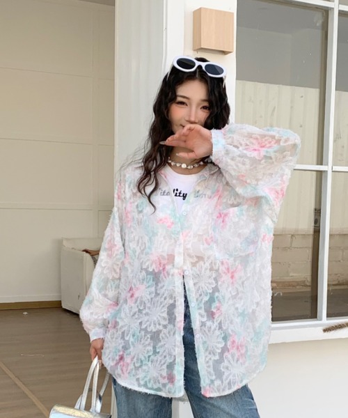 DIAVEL ブラウス シャツ 花柄シアーシャツ/羽織 レディース : ZOZOTOWN