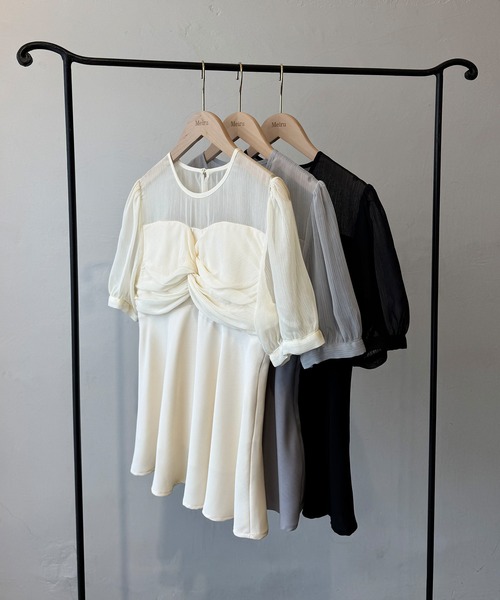 Meiru tシャツ シアードッキングペプラムトップス レディース 