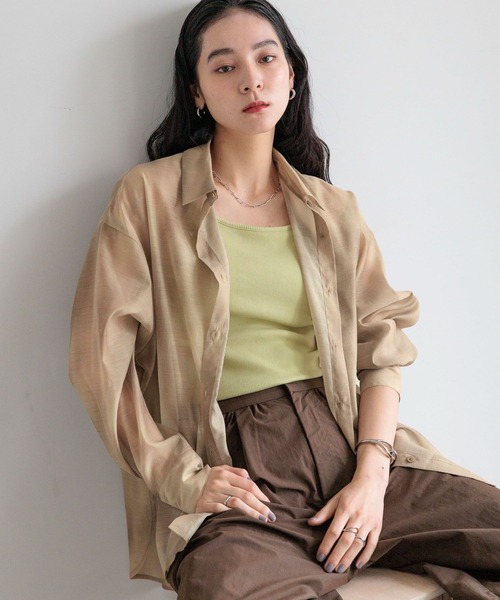 LOWRYS FARM ブラウス シャツ シアーシャツLS＊ 231459