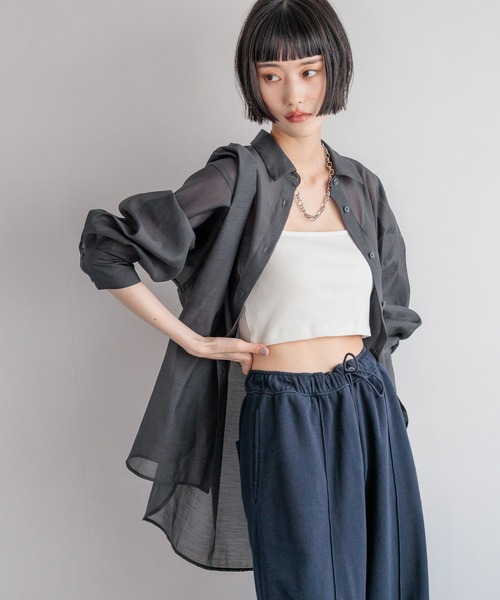 LOWRYS FARM ブラウス シャツ シアーシャツLS＊ 231459