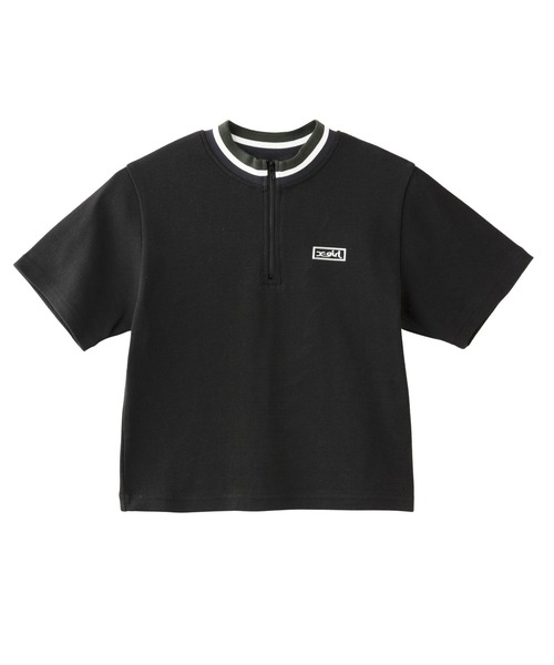 tシャツ STRIPED RIB HALF ZIP TOP レディース