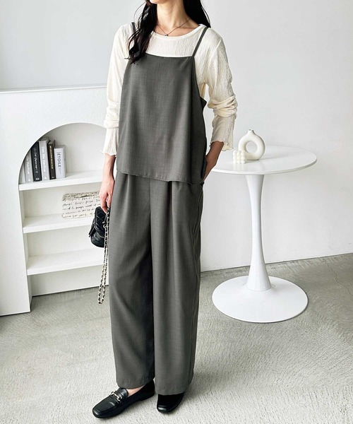 新品未使用 ミラオーウェン 女っぷり微光沢落ち感 ジョーゼット サロペットカーキ 新品未使用 ミラオーウェン 女っぷり微光沢落ち感 ジョーゼッ