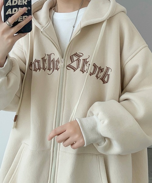 NOWLE パーカー 「NOWLE」ビッグシルエット フロントロゴ ジップ