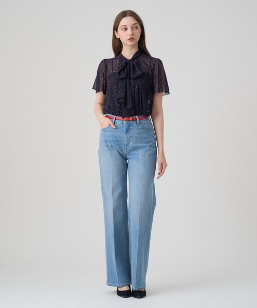 【ANAYI】ヨット柄 シフォンボウタイブラウス ネイビー38 ドットシフォンボウタイ ブラウス|ANAYI OFFICIAL ONLINE STORE
