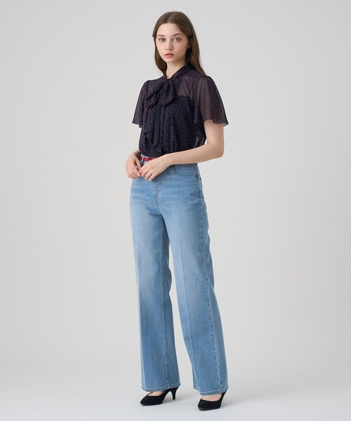 ANAYI ブラウス シャツ ドットシフォンボウタイ レディース