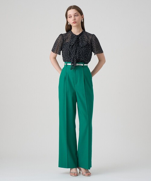 ANAYI ブラウス シャツ ドットシフォンボウタイ レディース