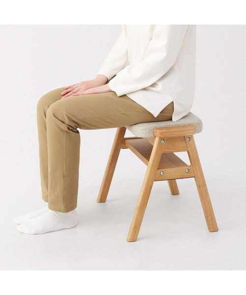 無印用品 木製スタッキングスツール　ベージュ 無印良品 再生ポリエステル混 木製スタッキングスツール