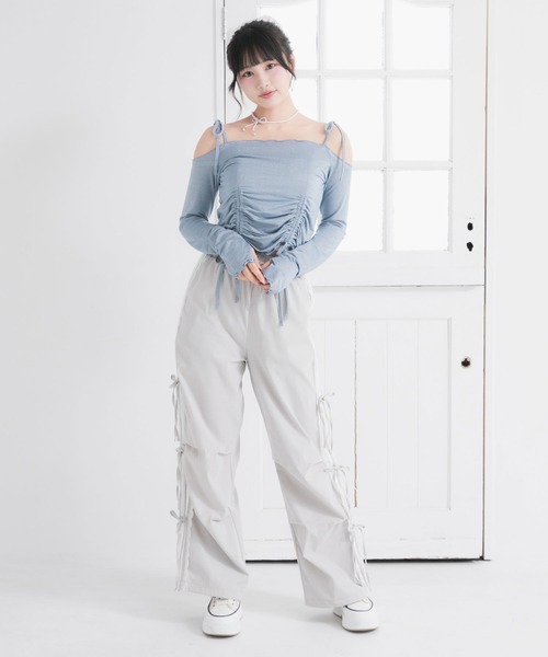 POPPY レースカーゴパンツ DearMyLoveRose カーゴパンツ サイドレースラインカーゴパンツ