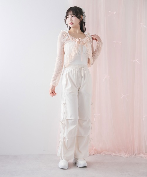 POPPY レースカーゴパンツ DearMyLoveRose カーゴパンツ サイドレースラインカーゴパンツ