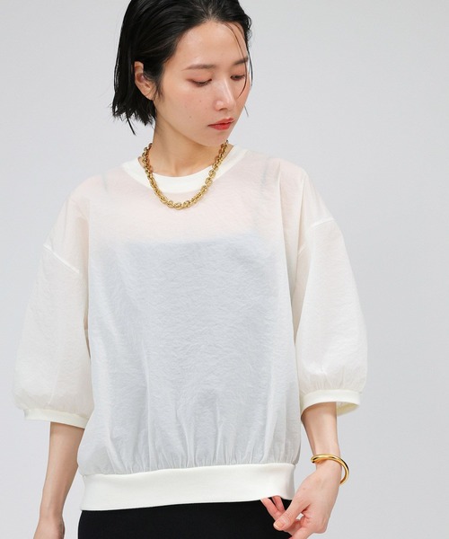 BABYLONE ニット セーター シアーペーパークロスプルオーバー