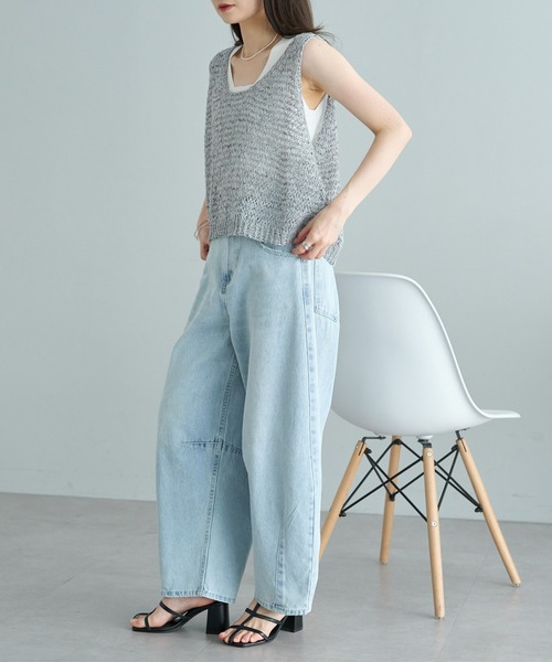 ベスト ジレ ミックステープヤーン ニットベスト レディース pual ce cin ベスト ジレ ミックステープヤーンビスチェ