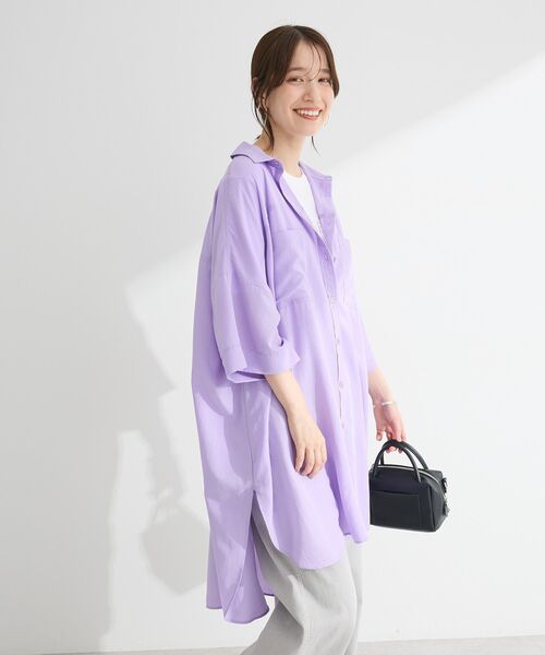 【 】緑の花柄ミディ丈シャツワンピース Green Parks シャツワンピース 7分袖ミディ丈シャツワンピース