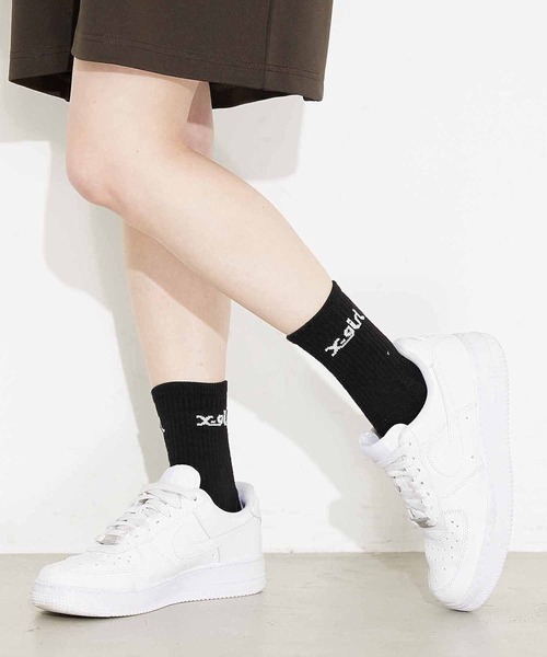 X-girl（エックスガール） 靴下 LOGO 2P MIDDLE SOCKS レディース