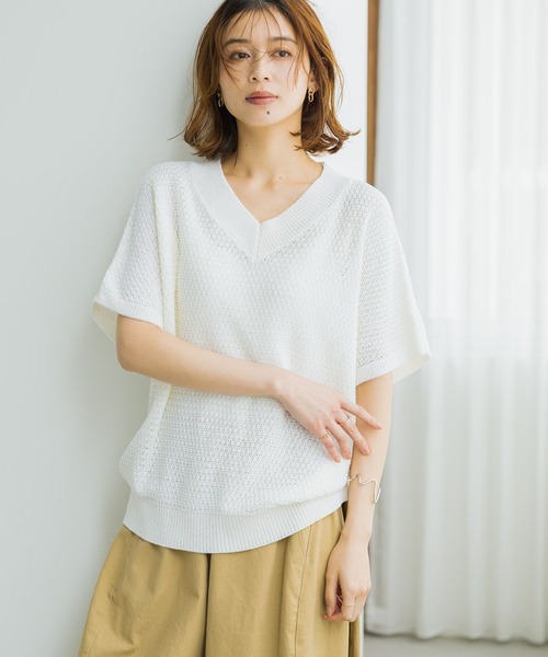 LA BOUCLE GRANITO Vネックニットプルオーバー FOX＆Cashmere Vネックニットプルオーバー｜OUTLET / アウトレット
