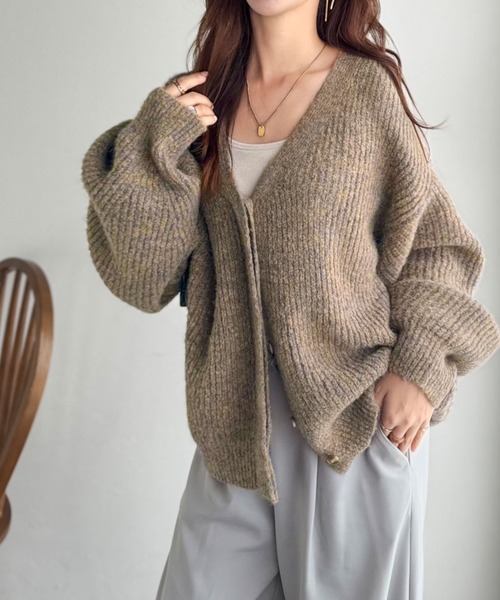 classicalelf カーディガン 大人上品なニュアンスを演出比翼Vネック