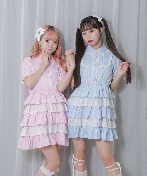 Honey Cinnamon（ハニーシナモン） ワンピース コットンレースパステル