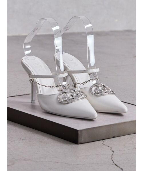 GYDA/3way GDビジューMOLDチェーンストラップポインテッドミュール GYDA パンプス 3way GDビジューMOLDチェーンストラップポイン