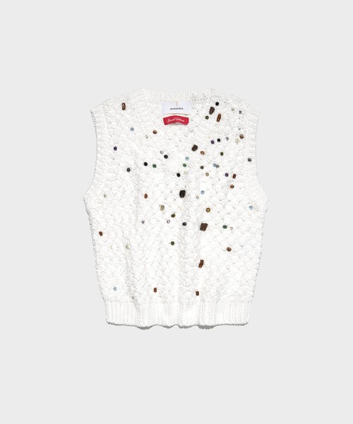 ベスト ジレ 「AKIRANAKA/アキラナカ」別注 Gerda glass beads＆ores knit WH/ビーズニットベスト レディース AKIRANAKA ベスト ジレ 「AKIRANAKA/アキラナカ」別注 Gerda