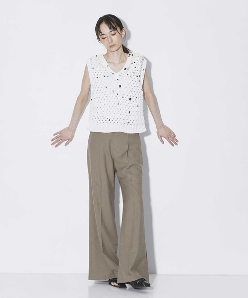 ベスト ジレ 「AKIRANAKA/アキラナカ」別注 Gerda glass beads＆ores knit BK/ビーズニットベスト レディース AKIRANAKA ベスト ジレ 「AKIRANAKA/アキラナカ」別注 Gerda
