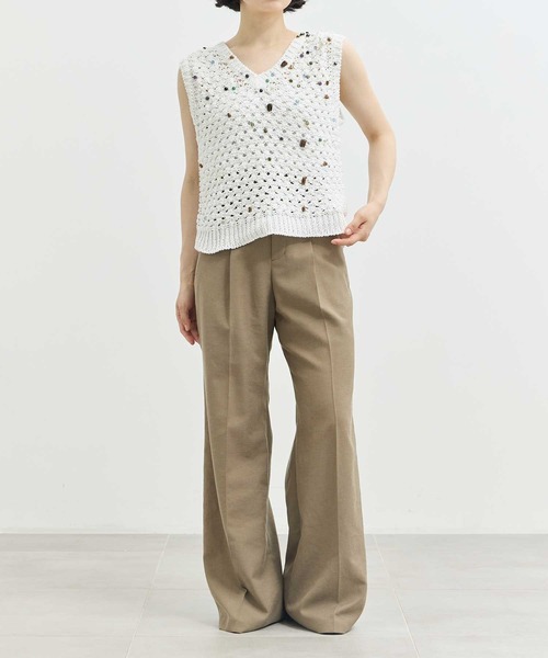 ベスト ジレ 「AKIRANAKA/アキラナカ」別注 Gerda glass beads＆ores knit WH/ビーズニットベスト レディース AKIRANAKA ベスト ジレ 「AKIRANAKA/アキラナカ」別注 Gerda