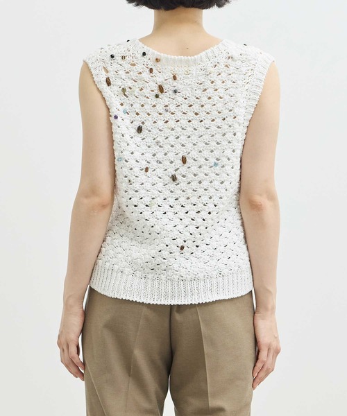 ベスト ジレ 「AKIRANAKA/アキラナカ」別注 Gerda glass beads＆ores knit WH/ビーズニットベスト レディース AKIRANAKA ベスト ジレ 「AKIRANAKA/アキラナカ」別注 Gerda